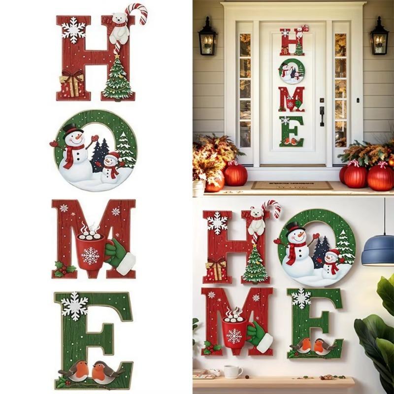 Christmas European Home Sign Set - Wooden Wall Decor with Festive Holiday Atmosphere - Perfect for Holiday Decoration or Home