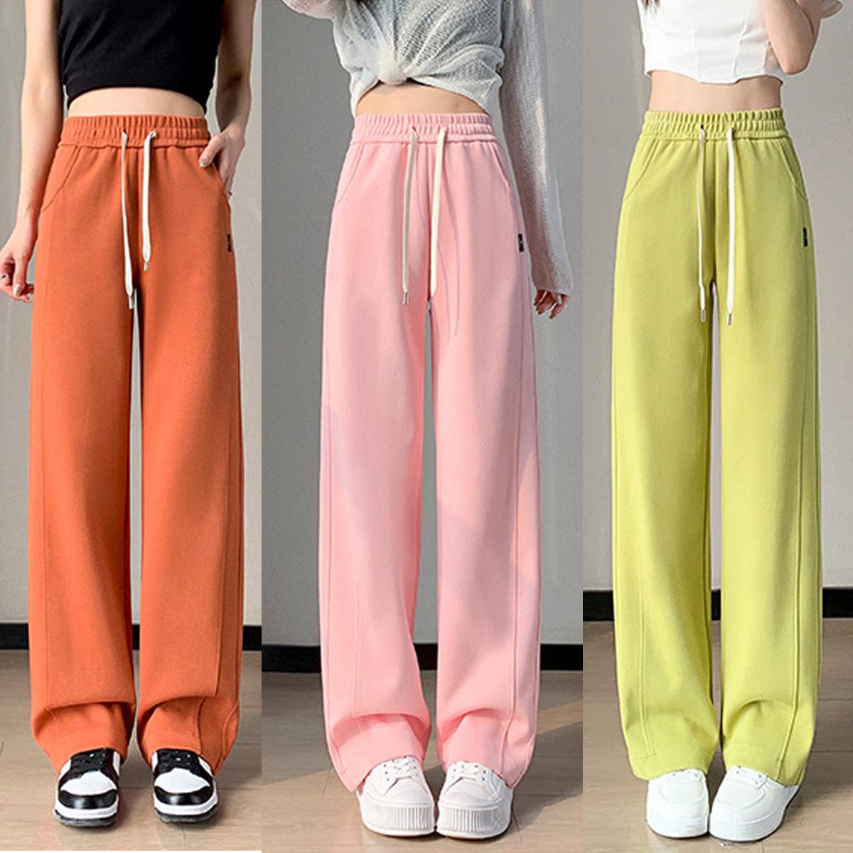 

Women s High Waist Loose Candy Color Wide Leg Pants - Versatile Slim Fit for Spring and Autumn 3XL [77.5-85 kg]