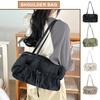 Women Pleated Shoulder Bag Multipurpose Drawstring Armpit Bag Casual Large Capacity Lightweight Slouchy Travel Bag