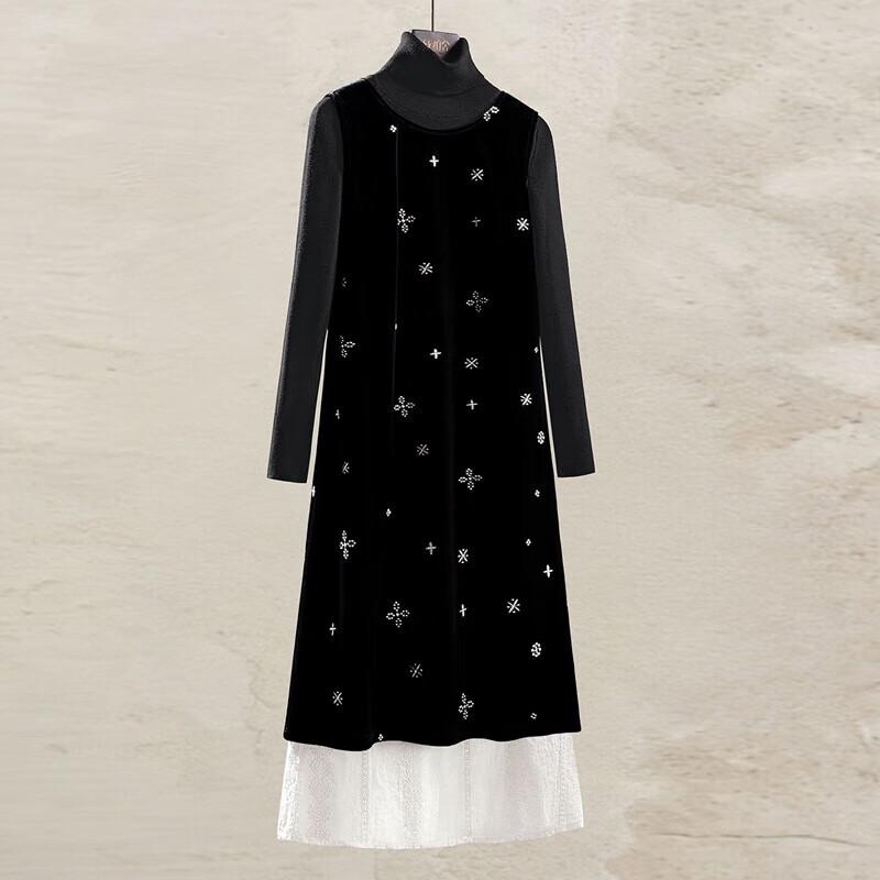 

Sibaishi Women s Round Neck Layered Embroidered Vest Dress XL