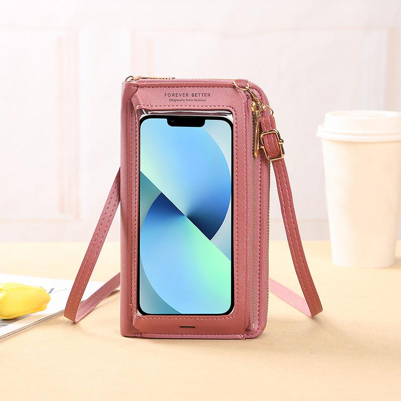 Touchscreen Mobile Phone Bag Female Oblique Cross Anti-theft Multi-function Shoulder Transparent Mini Bag Wallet Mobile Phone Bag