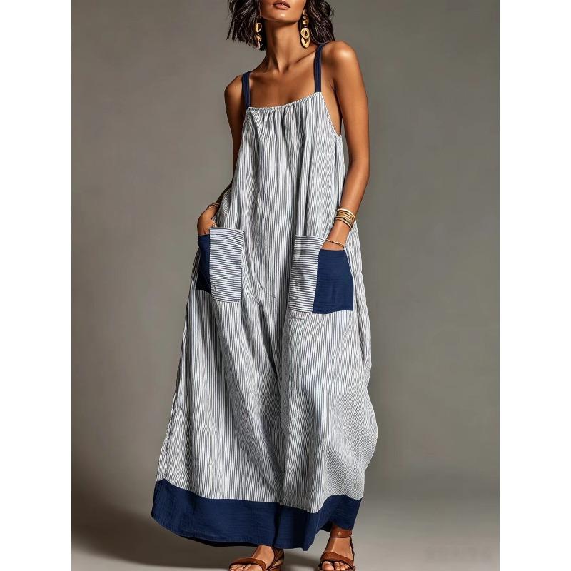 QICED Women's Fashion Suspenders Sleeveless Summer Spring Solid Color Print Casual Dresses Casual Chic