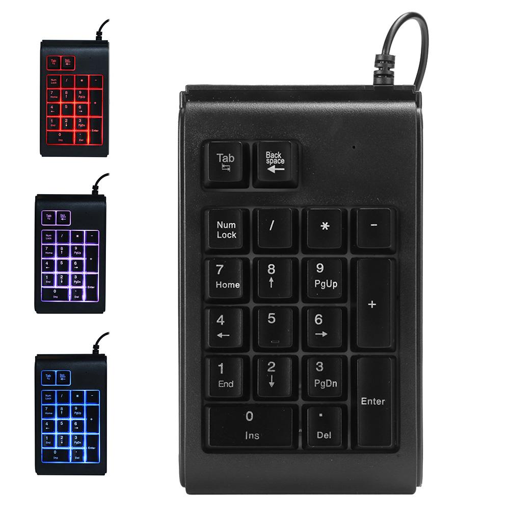 Backlit Keypad USB Wired Numeric 19‑Key Keyboard Mechanical Feel Tricolor Breathing Black(Black )
