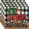 4Pcs Placemats & Coasters Set Christmas Santa Robin Snowman Reindeer Dinner Mats