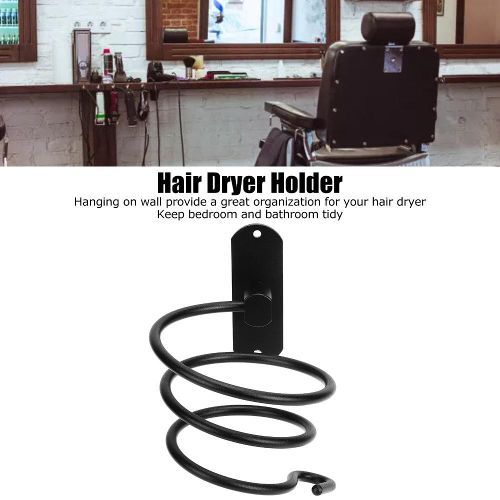 Black Hair Dryer Holder Hair Tool Organizer  Bathroom Barbershop Gym Locker Room Dormitory