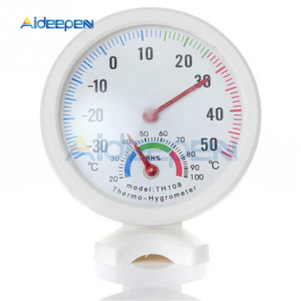 

Mini Round Indoor Outdoor Thermometer Hygrometer Home Office Wall Mount Temperature Humidity Monitor Fridge Measure Tool TH108 белый