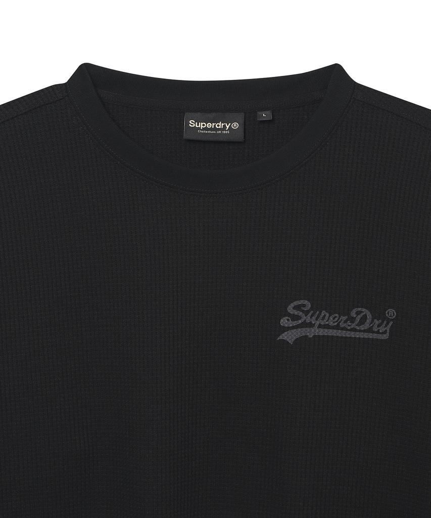 Syupeodeulai Waffle Long Sleeve T-Shirt Black Sduilaq04Blk