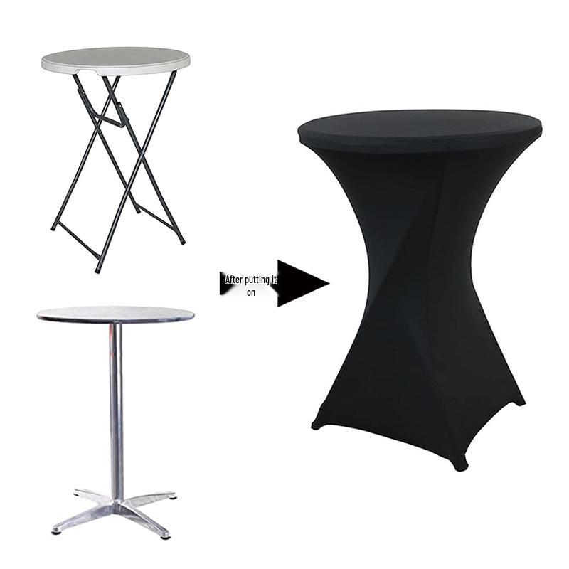 Runde elastische Tischdecke für Cocktail-/Banketttische - Einfarbig, Hochtisch-Passform