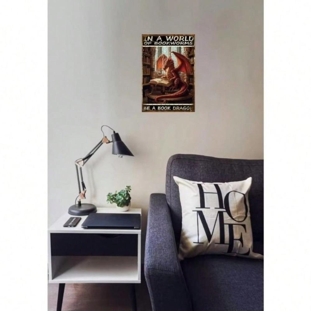 Vintage Book Dragon Metal Sign Retro Bar Home Wall Decor