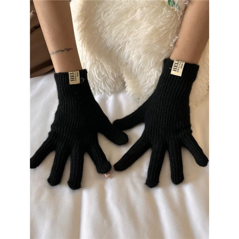 Autumn and Winter Monsoon Split Pointer Knitted Wool Gloves for Women's New Style of Finger-exposed Touch Screen Warm Outdoor Cycling