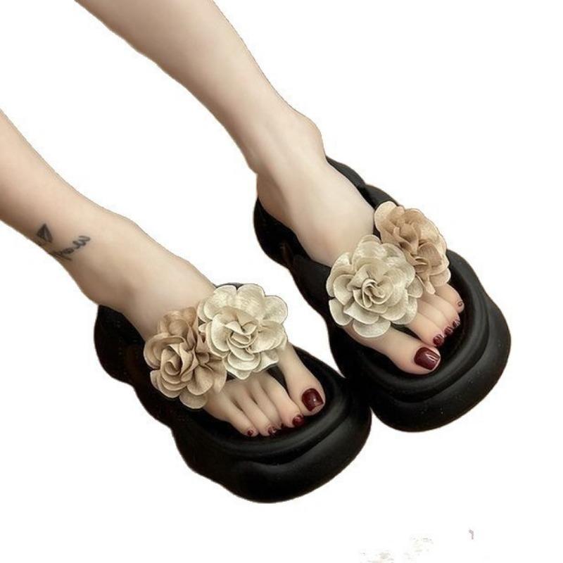 Flower Womens Cute Slippers Summer Non Slip Beach Flip Flops Fashion EVA Soft Bottom Casual Slides Lightweight Platform Slippers