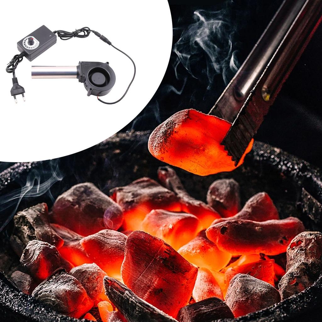7cm 7530 12V Small Blower Fan with Power Plug Speed Controller for Cooling Outdoor BBQ Firewood Stove Fan
