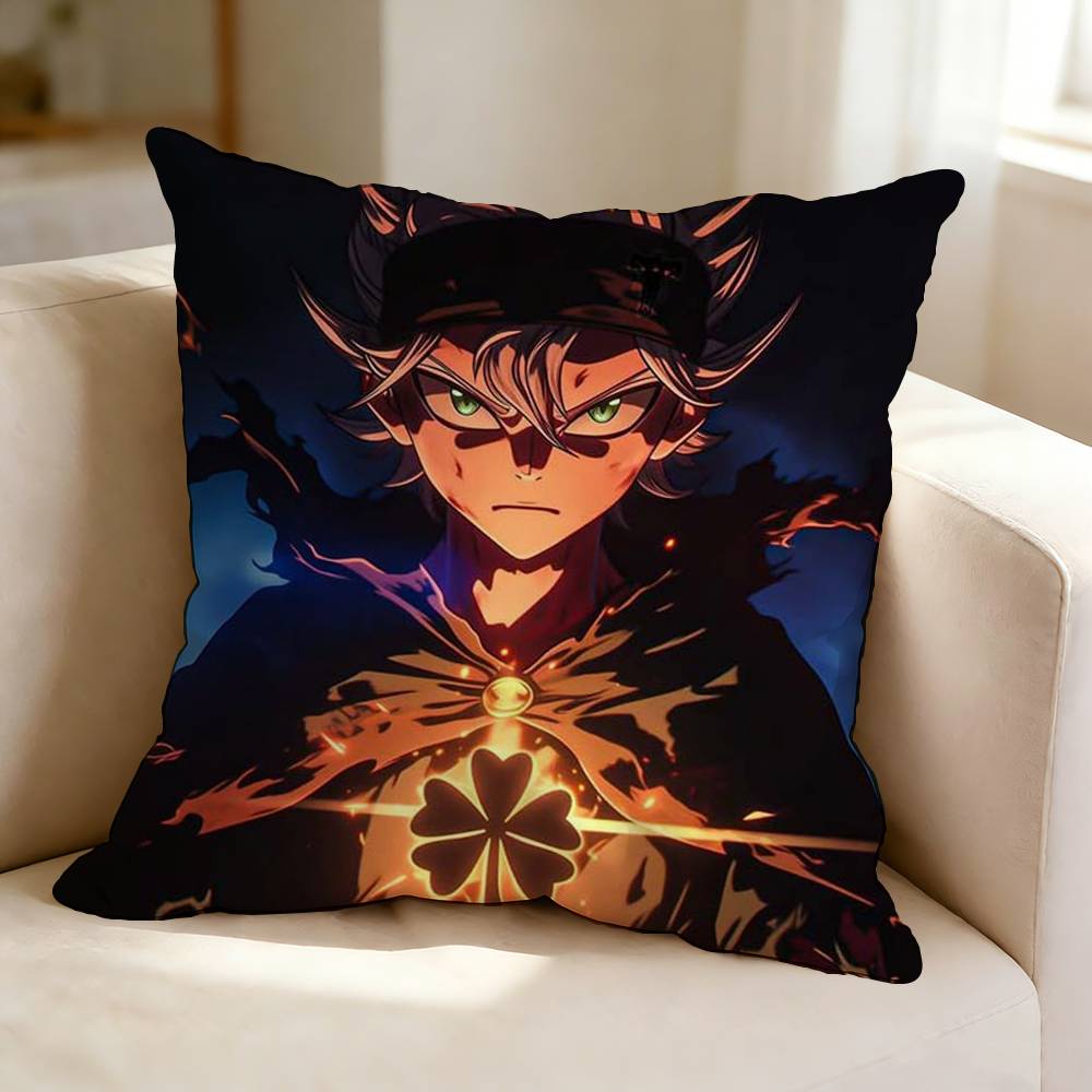 Action-Packed Anime B-Black Clover A-Asta  Pillow Case Square Double-Sided Sofa Cushion Cover Bedroom Bedside Pillow