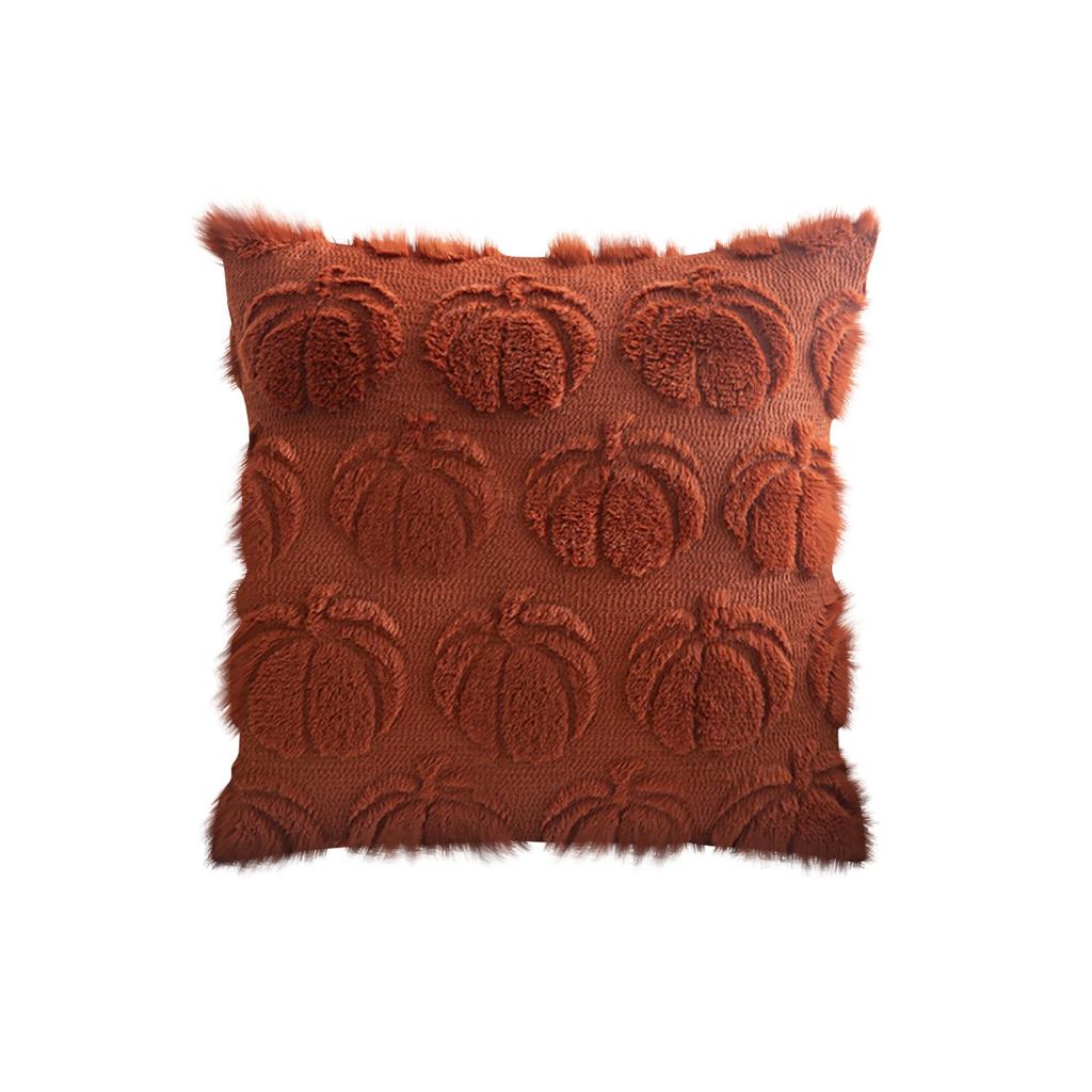 17.7*17.7in Christmas Thanksgiving Pillow Cover Solid Color Cushaw Embroidery Home Pillow Waist Cushion Cover