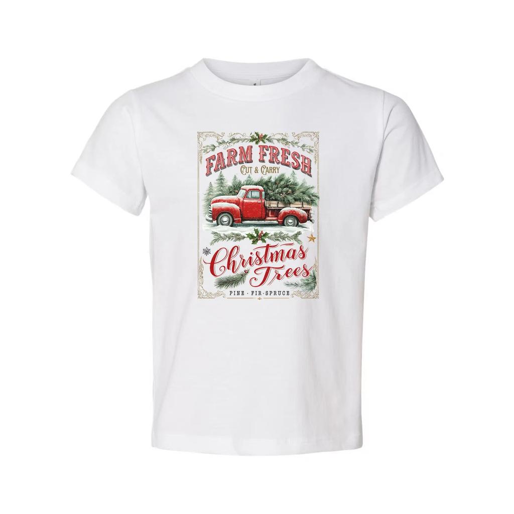 Farm Fresh Christmas Trees Vintage Red Pickup Truck Graphic T Shirt Unisex Chris