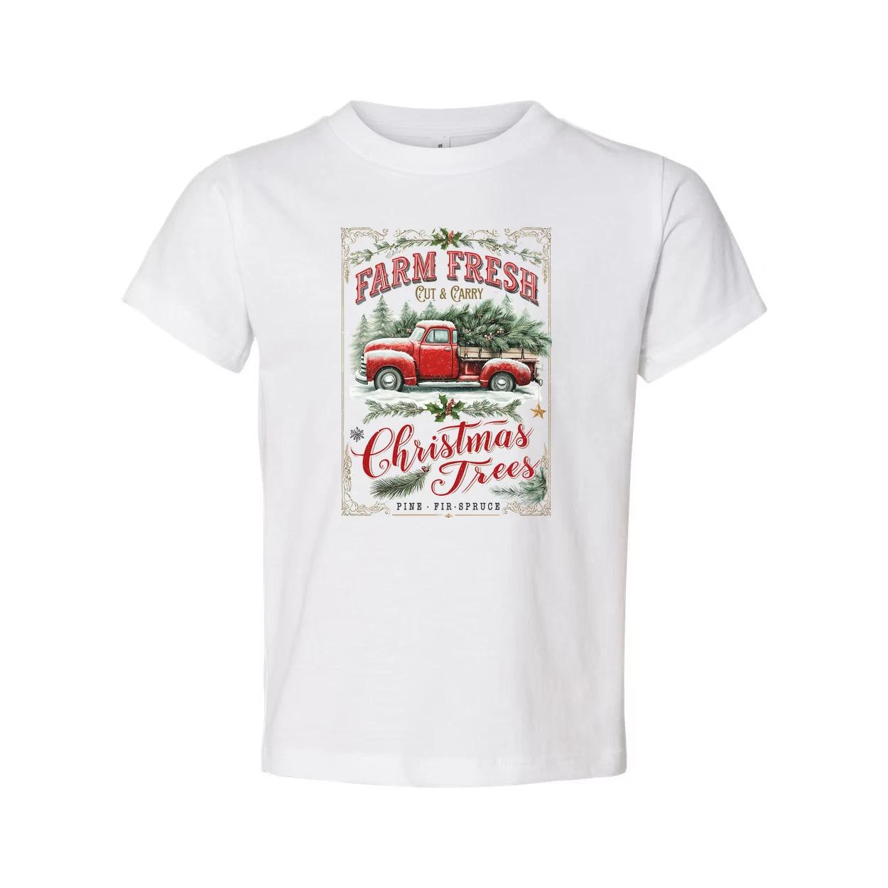 Farm Fresh Christmas Trees Vintage Red Pickup Truck Graphic T Shirt Unisex Chris L