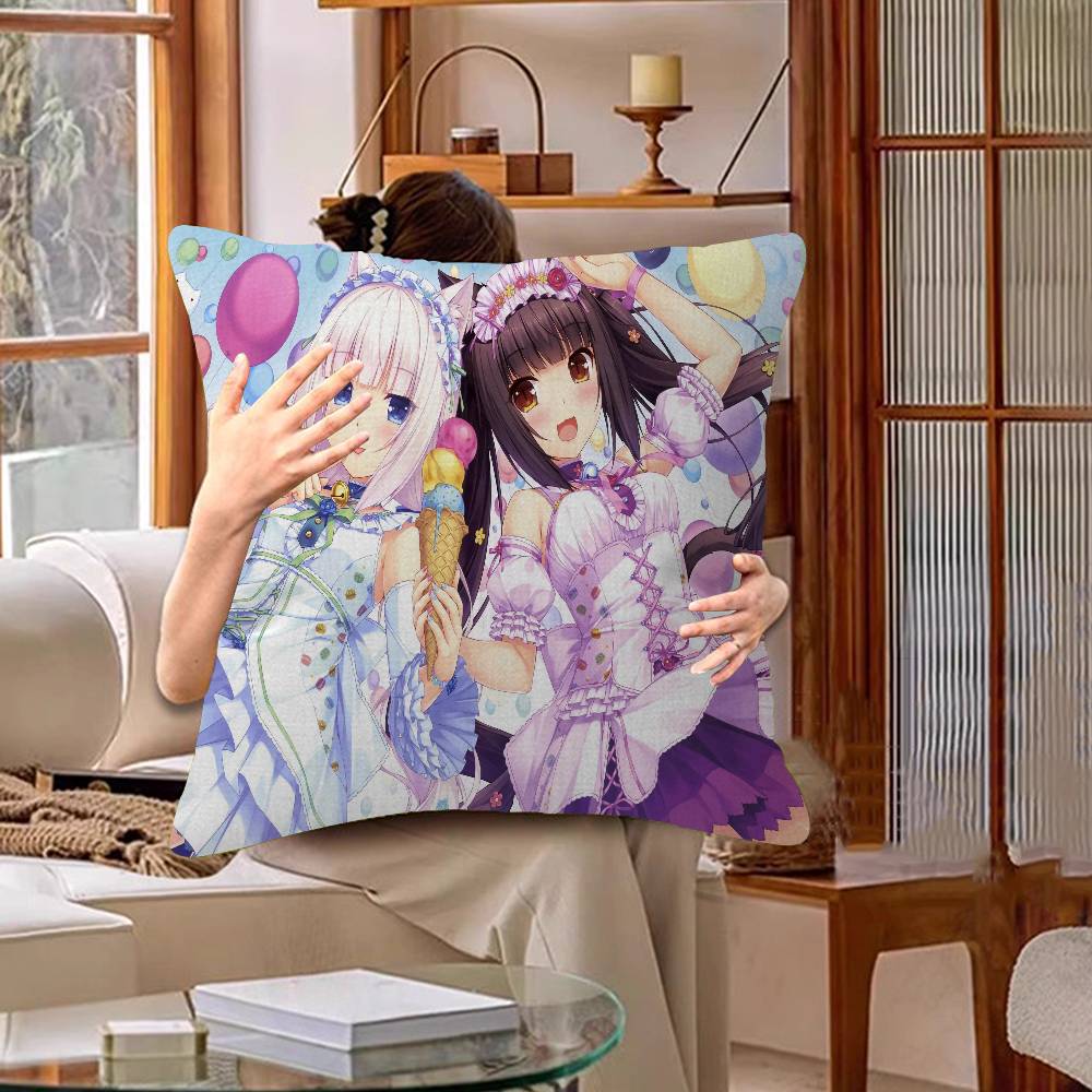 Cartoon Nekopara Pillow Anime Pillow Sofa Bed Head Pillow Cover Cushion Cover 45x45 Cm Fashion
