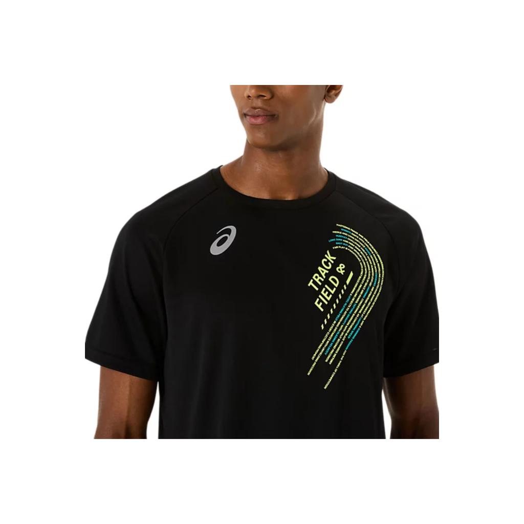 Asics Short Sleeve Logo Pattern Crew Neck T-Shirt Men Tops Black 2091A749-001