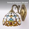 Sconce Lamp with Stained Glass Shade Classic Wall Compact