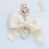 Elegant Pearls Heart Ribbon Bowknot Keychain For Women With Korean Style Design And Sturdy Alloy Materials