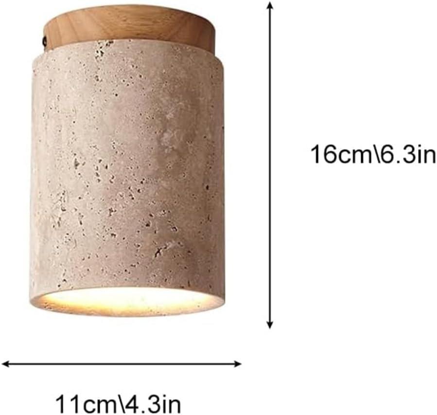 

JOYINLED Cement Concrete Ceiling Lamp Yellow Travertine Semi-Flush Mount Ceiling Light - Industrial Mid-Century Rustic Fixture
