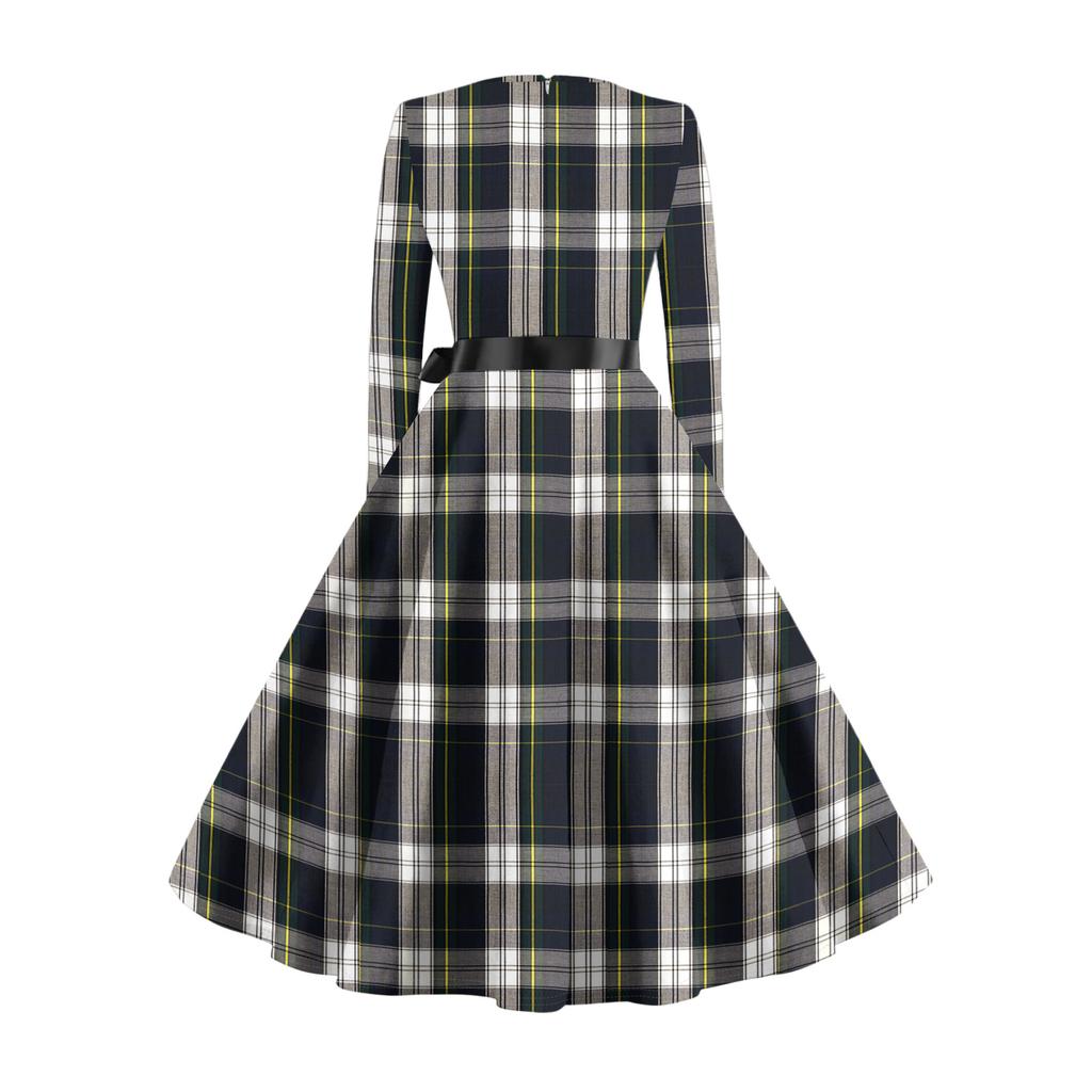 Damen Casual Mode Langarm Vintage Lange Kleider