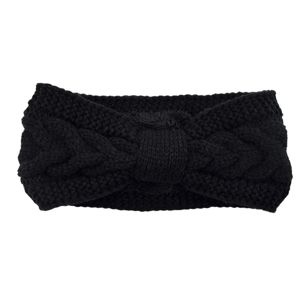 New Fuzzy Fleece Lined Headbands For Woman Solid Twists Bow Warm Hairband Elastic Sports Yoga Girls Hair Band Hair Accessories