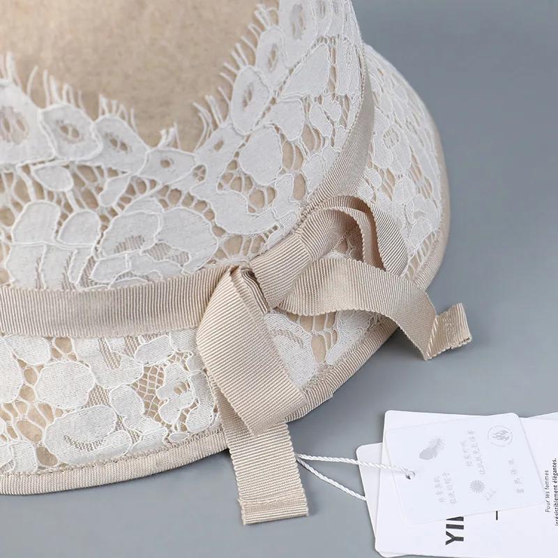 Französische Mode-Socialite Spitze Wolle Zylinder Hut Dame Herbst Winter elegant retro milchweiß Dame warm Fischerhut