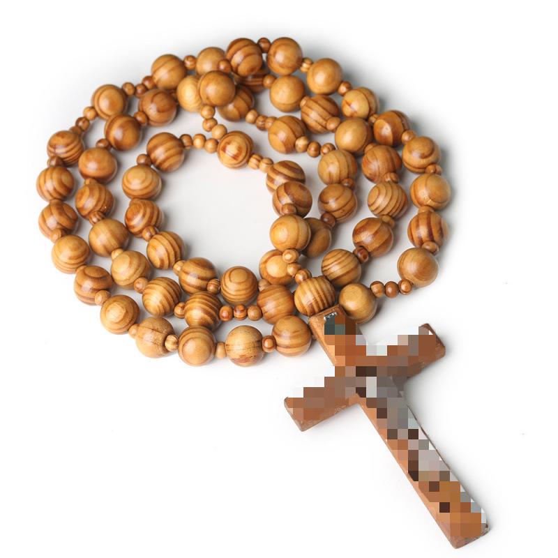 Holzperlen Kreuz Rosenkranz Wanddekoration