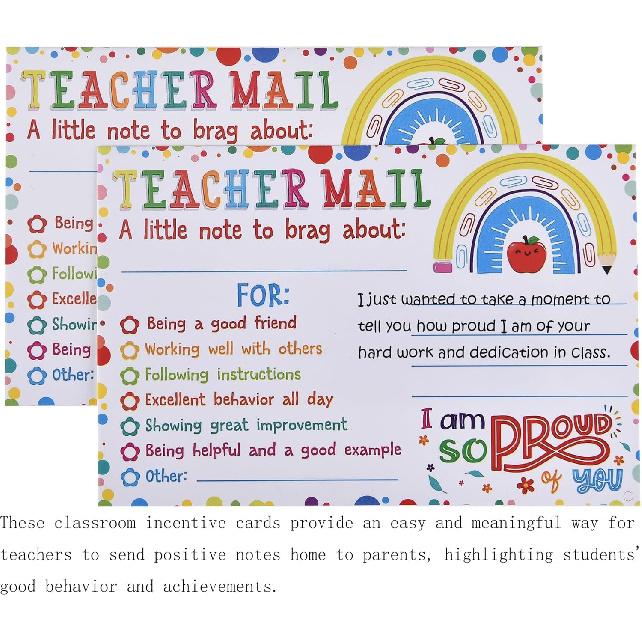 100PCS 4×6" Teacher Notes to Parents - for Teacher Must Haves,Mail to Parents,Classroom Supplies,Elementary and Daycare Essentials (4×6", Smiling