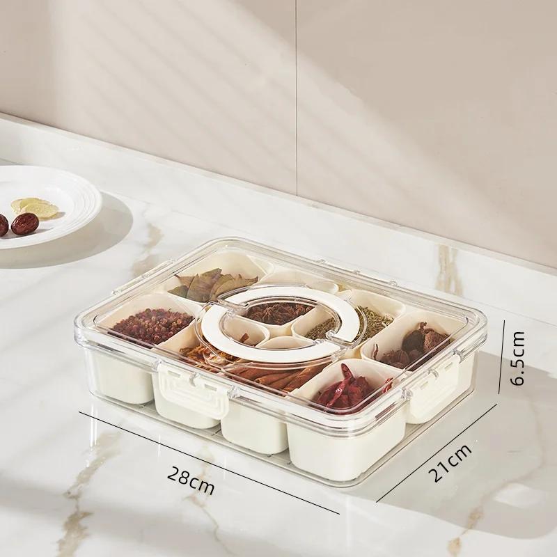 Portable Snackle Box Container Clear Divided Serving Tray with Lid and Handle for Candy Fruits Nuts Charcuterie Storage Box