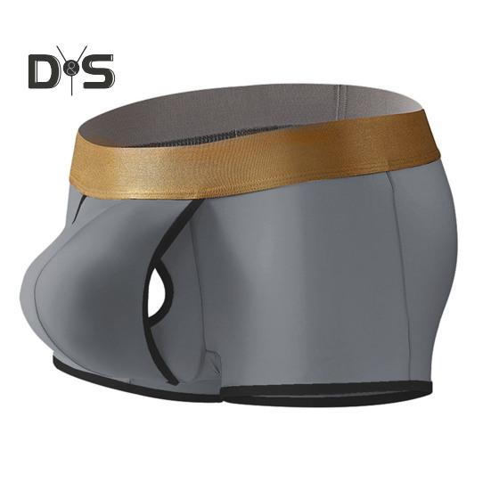 Men Boxer Underwear Mid-rise Elastic Waist U-Convex Shorts Briefs Solid Color Breathable Smooth Lines Quick Drying Panties