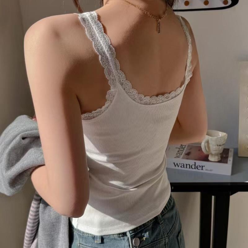 Černé topy Letní bez rukávů Dámské tílko S krajkovým topem Červené spodní prádlo Krajkové tílko Volné spodní prádlo Dámské oblečení Vesta