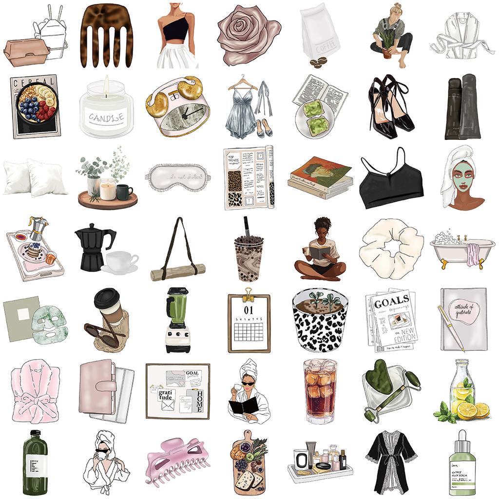 50PCS Clean Girl Stickers Korean-style Instagram Graffiti Mobile Phone Notebook Computer Luggage Decoration Waterproof Stickers