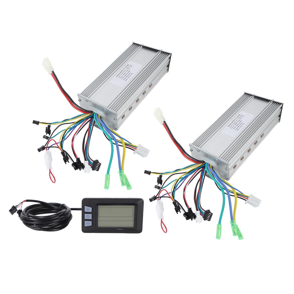 36V 48V 1000W 38A Motor Controller Electric Bike Conversion Dual Drive Controller P3H Display Panel for 22.2mm Handlebars DIY Modification