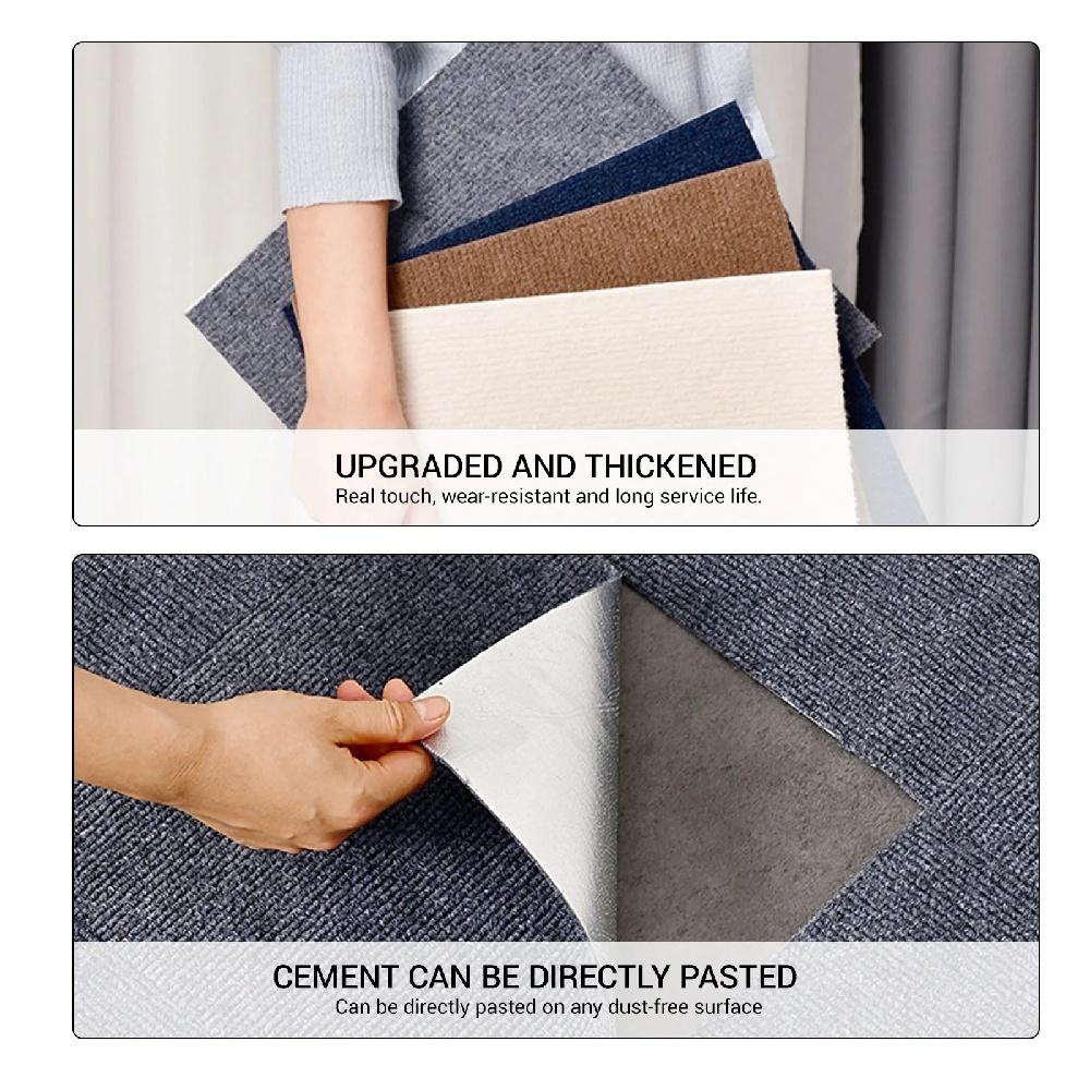 10pcs 30cmX30cm Carpet Tiles Peel and Stick, Self Adhesive Square Carpet with Soft Pad, Non-Slip Carpet Floor Tiles Easy DIY