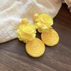 Women's Trendy Unique Fabric Flower Pendant Round Exaggerated Earrings 2025 Seaside Vacation Style Photo Shoot Face-slimming
