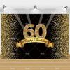 60th Birthday Backdrop Woman Man 60 Years Old Birthday Decorations Party Supplies Glitter Balloons Sixty Banner Photo Shoot Prop