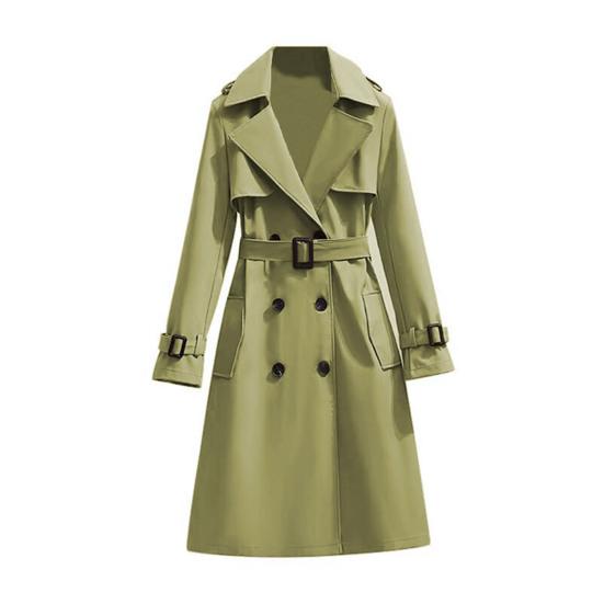 Cappotto Trench Lungo da Donna Doppiopetto con Cintura Rever a Lancia Soprabito Autunno Inverno Antivento Classico Capospalla