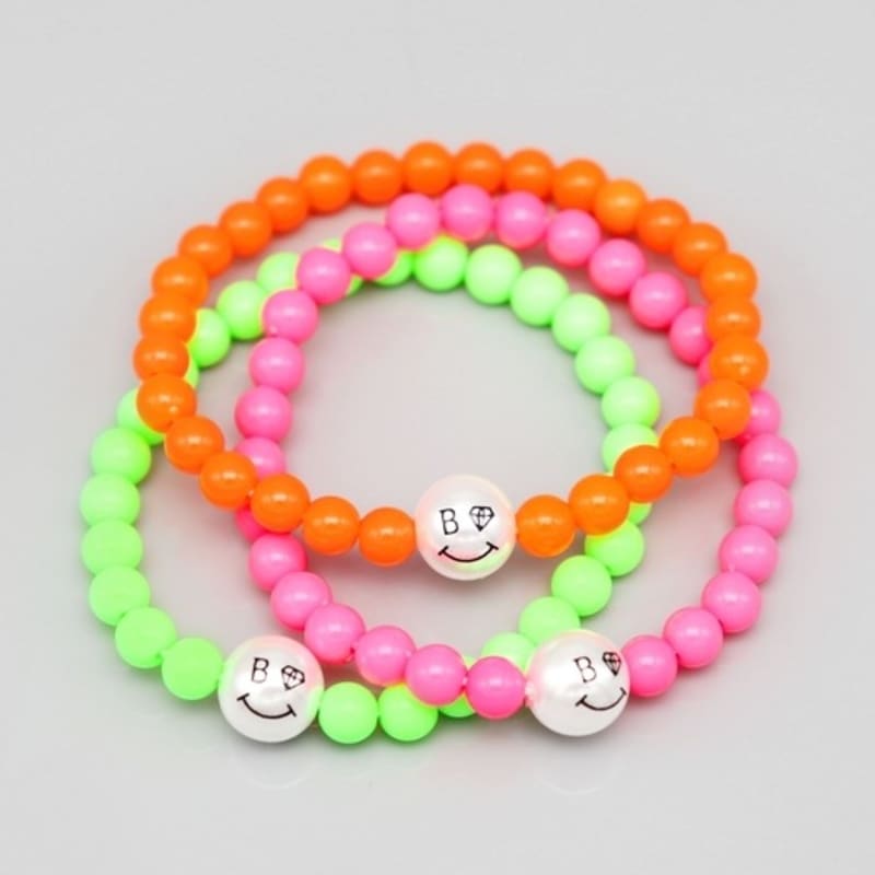 BONBEAU Pearl Smile Neon Ball Band Bracelet Pearl Smile Fluorescent Neon Acrylic Ball Bracelet