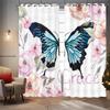 2 Stück Vorhänge mit Schmetterlings-Blumenmusterdruck zur Dekoration von Naturlandschaften, Schlafzimmer, Wohnzimmer