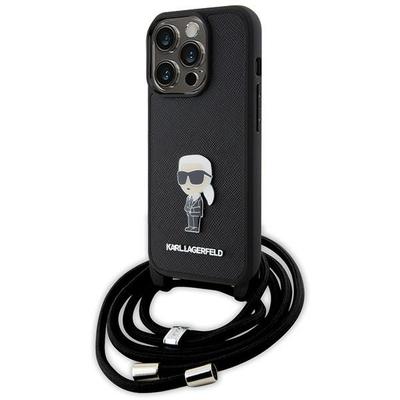 Etui Do iPhone 15 Pro Karl Lagerfeld Crossbody Saffiano Czarny