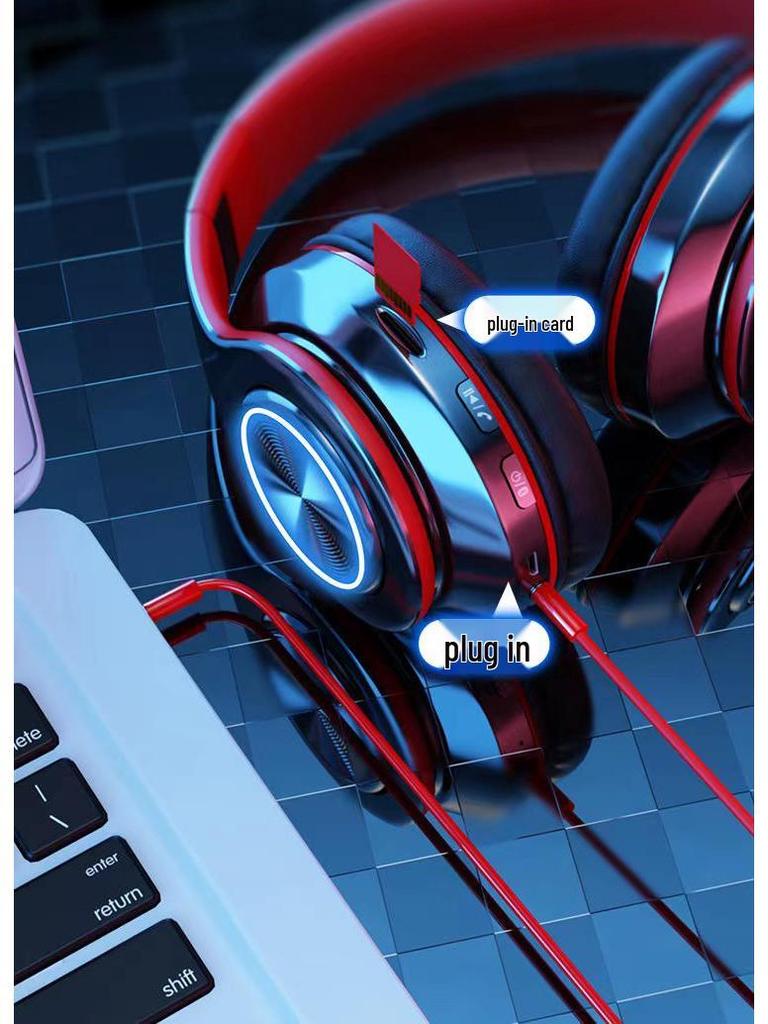 Glowing Noise-Cancelling Wireless Over-Ear Bluetooth Headphones for Sports