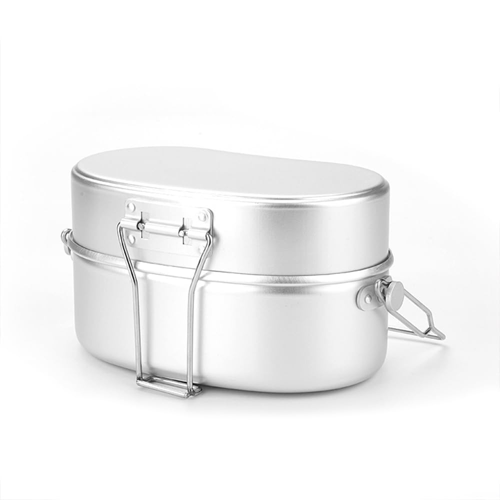 

Single Soldier Aluminum Lunch Box, Portable Multifunctional Lunch Box for Outdoor Camping and Military Training (Pure Aluminum Color)