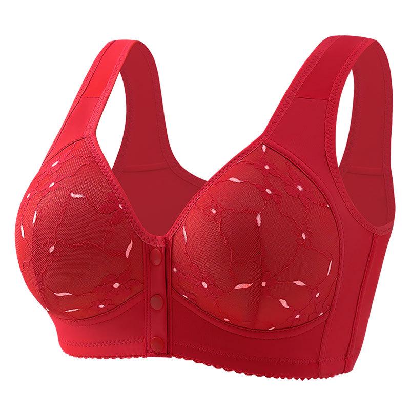 Front-Opening Breathable Push-Up Bra for Middle-Aged and Elderly Women - Wire-Free, Thick Cup, Anti-Sagging, Shaping Design