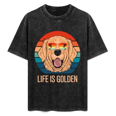 Life Is Golden Retriever Funny Golden Retriever Dog Lovers Gift T-Shirt Tees Anime Tshirt Short Sleeve Tee Men's Cotton T-shirt