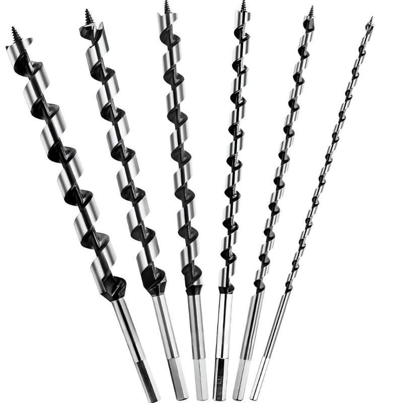6PCS Hex Shank Drill Bit Set Long Spirals Design for Highly Torqued Stability in Hardwood Universals for Power Drills