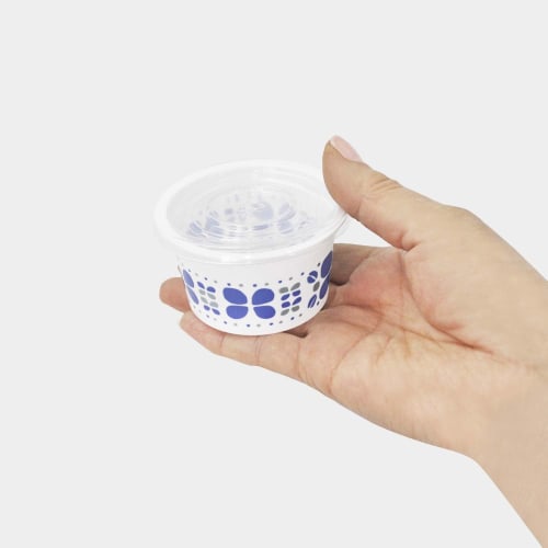 Torne Small Fruit Cups with Lids, Blue and Floral Pattern, Pack of 6 (2 Patterns X 3 Packs), Convenient for Portioning Desserts, 7cm Diameter X 4cm He