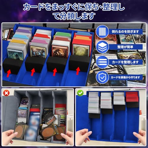 HIMOMO Deck Case, Holds Over 3200 Cards, 4 Columns, Magnetic Loader, PU Leather Vertical Game Card Box with 24 Compartments, Premium Magnetic Storage