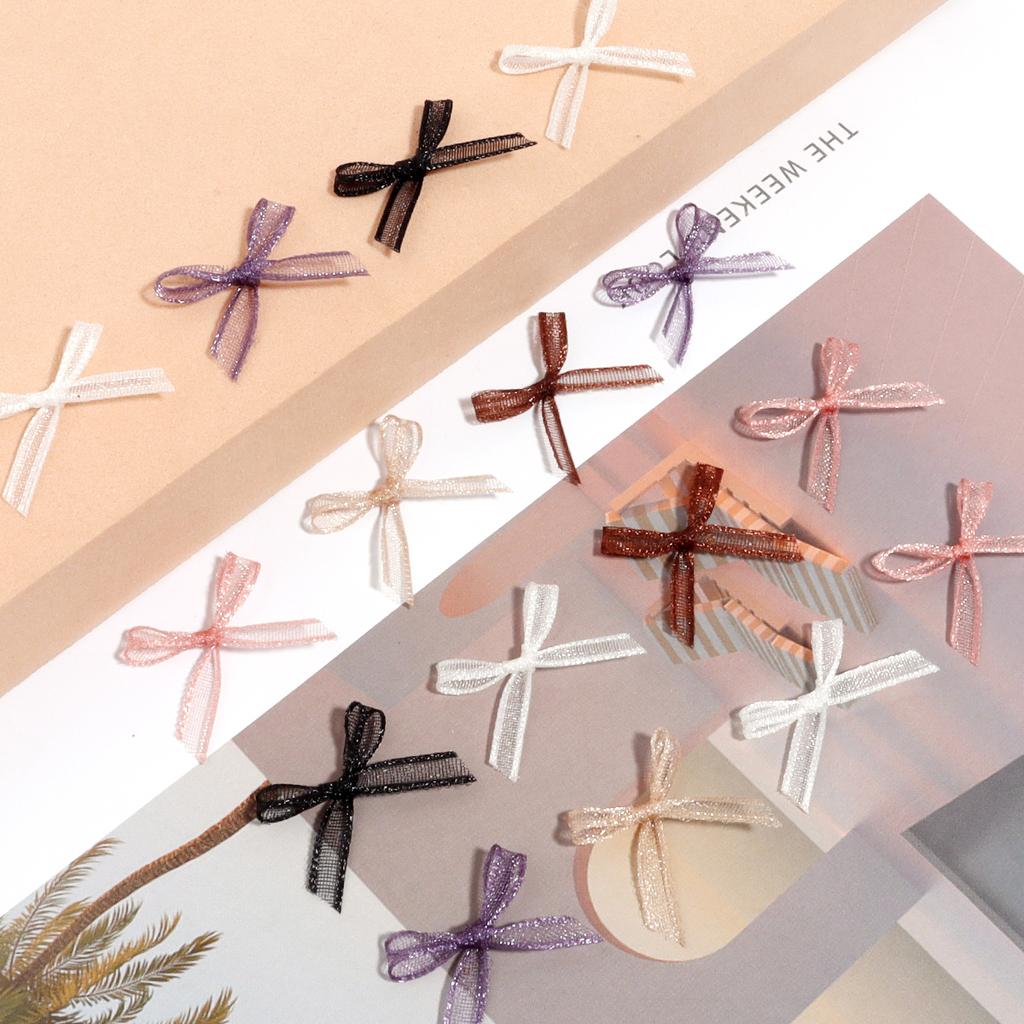 30pcs/lot Organza Mini Bows Color Cute Nail Art Lace Bowknots Charm for Craft Handwork DIY Manicure Decoration Material